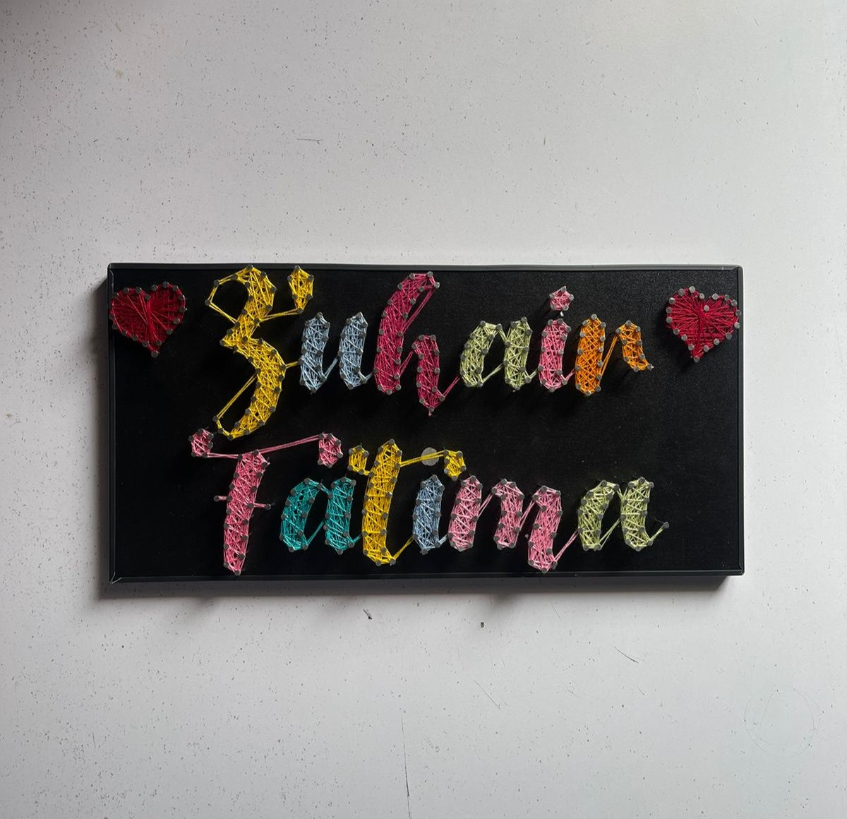 Your Couple Name In Thread - Double/ Couple Name Customise with Nail and Thread on Wood