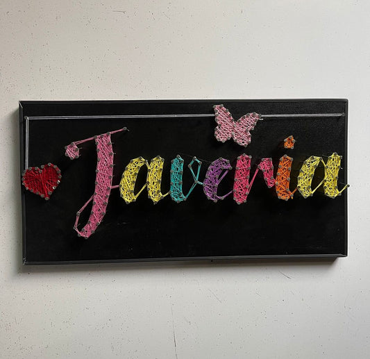 Your Name In Thread - Single Name Customise with Nail and Thread on Wood