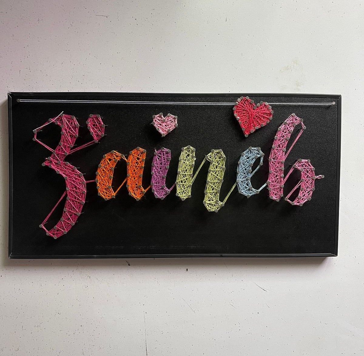 Your Name In Thread - Single Name Customise with Nail and Thread on Wood