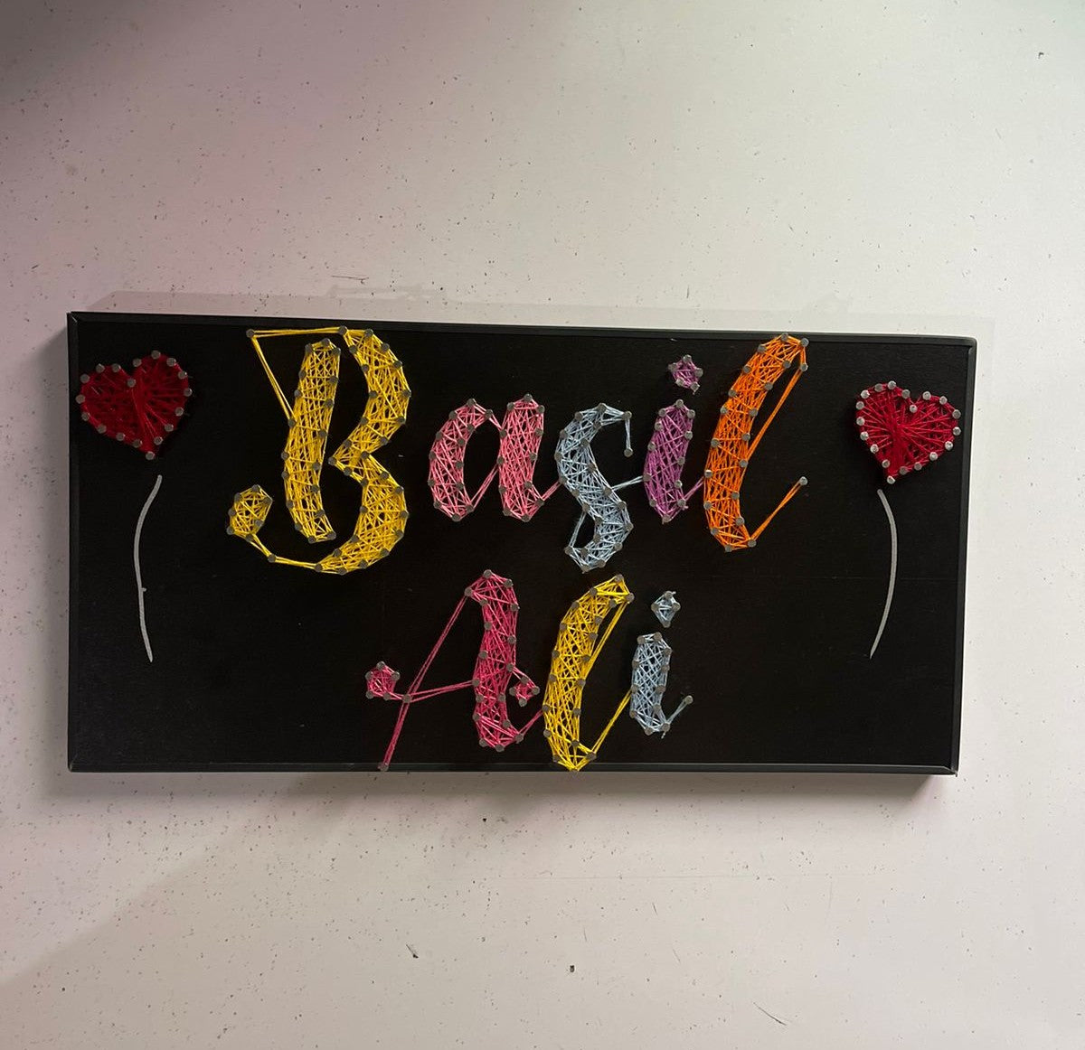 Your Couple Name In Thread - Double/ Couple Name Customise with Nail and Thread on Wood