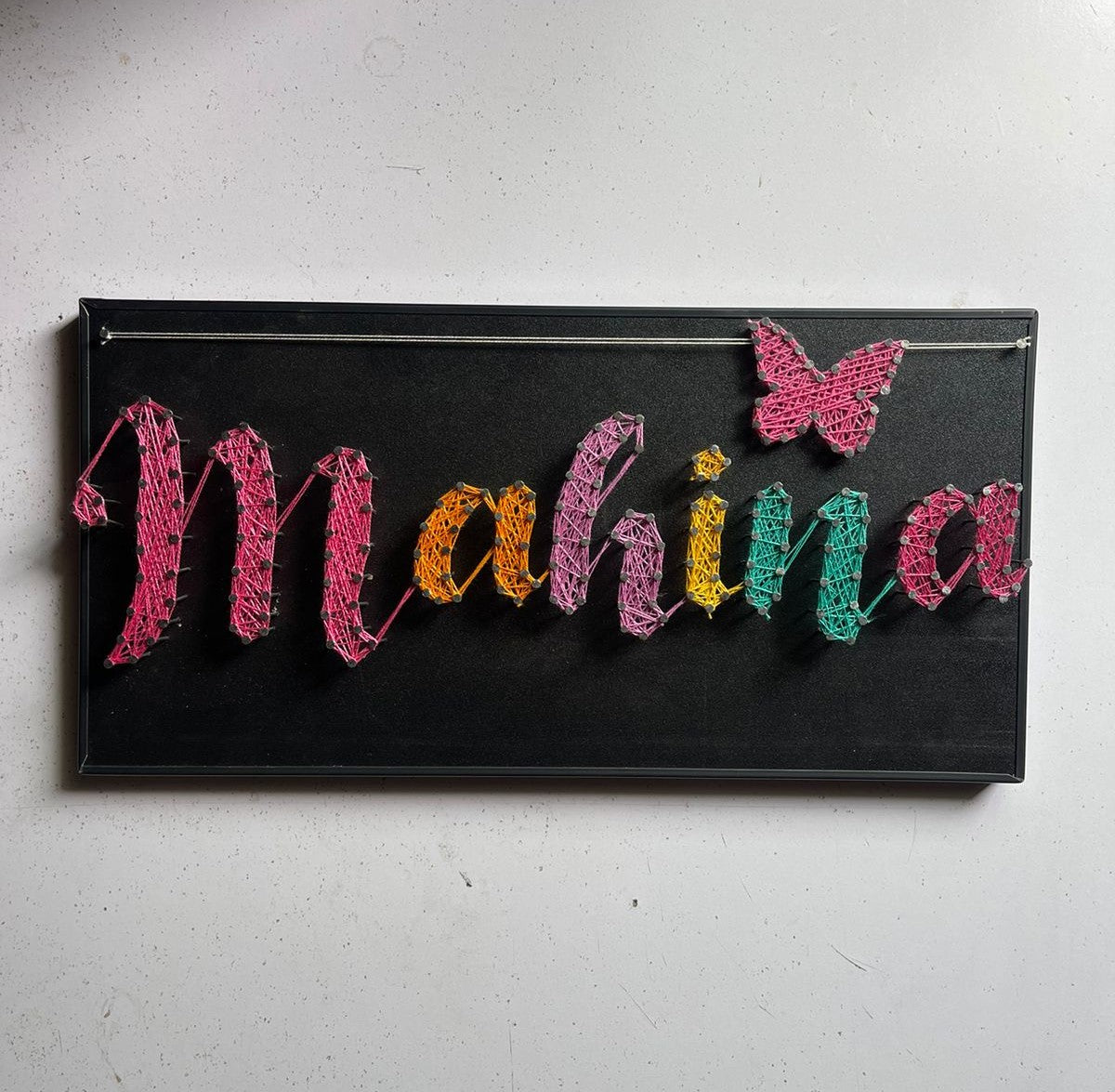 Your Name In Thread - Single Name Customise with Nail and Thread on Wood
