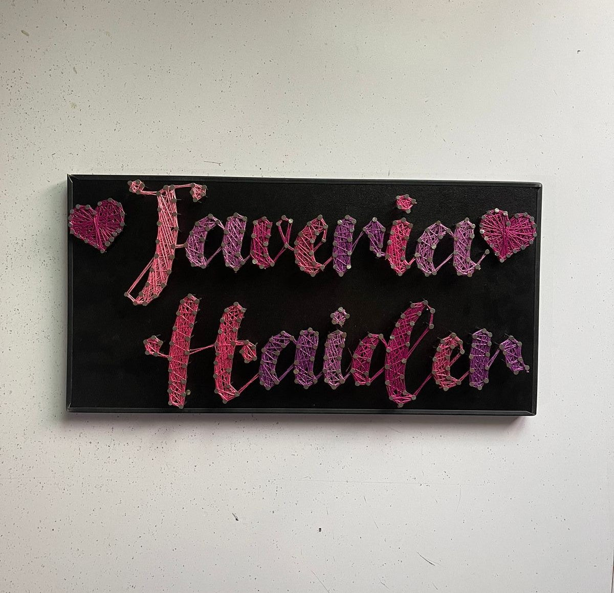 Your Couple Name In Thread - Double/ Couple Name Customise with Nail and Thread on Wood