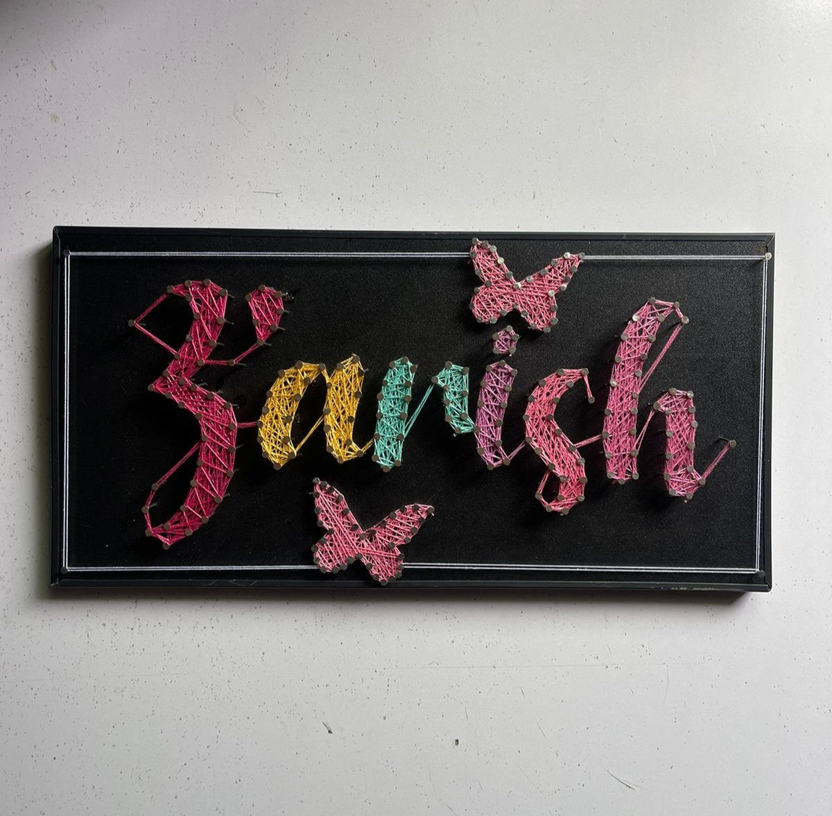 Your Name In Thread - Single Name Customise with Nail and Thread on Wood